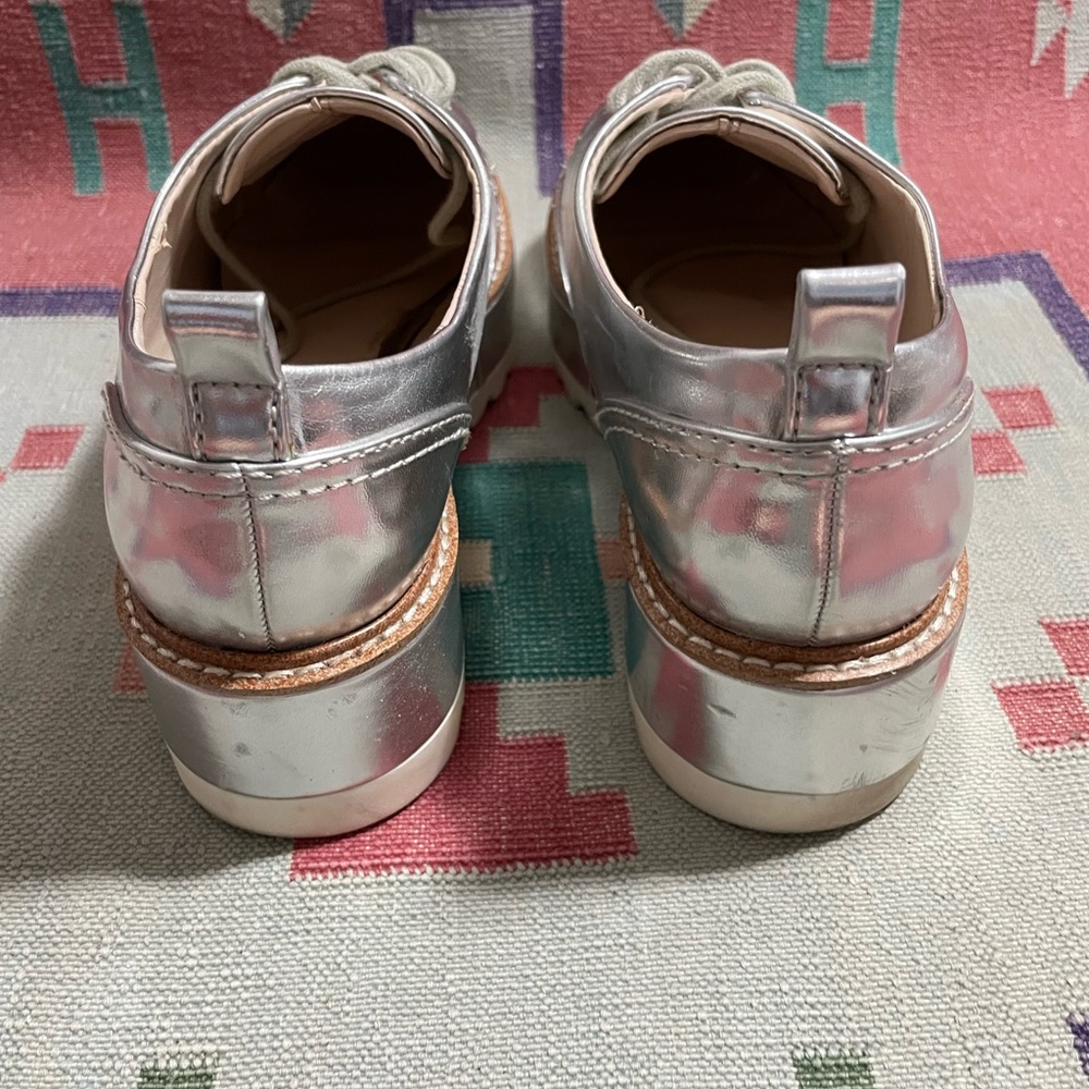 Zara Basic: Metallic Platform Wingtip Derby Oxfor… - image 3
